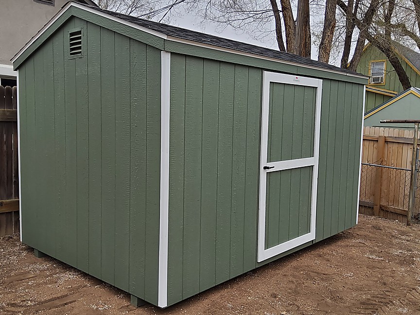 Cheap storage shed for sale in Colorado delivered fully assembled to a backyard