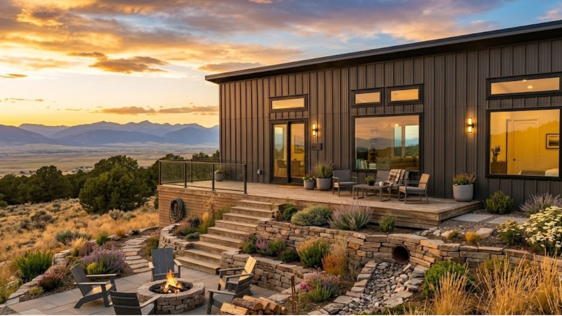Mountain Modern single-slope home shell built in Colorado