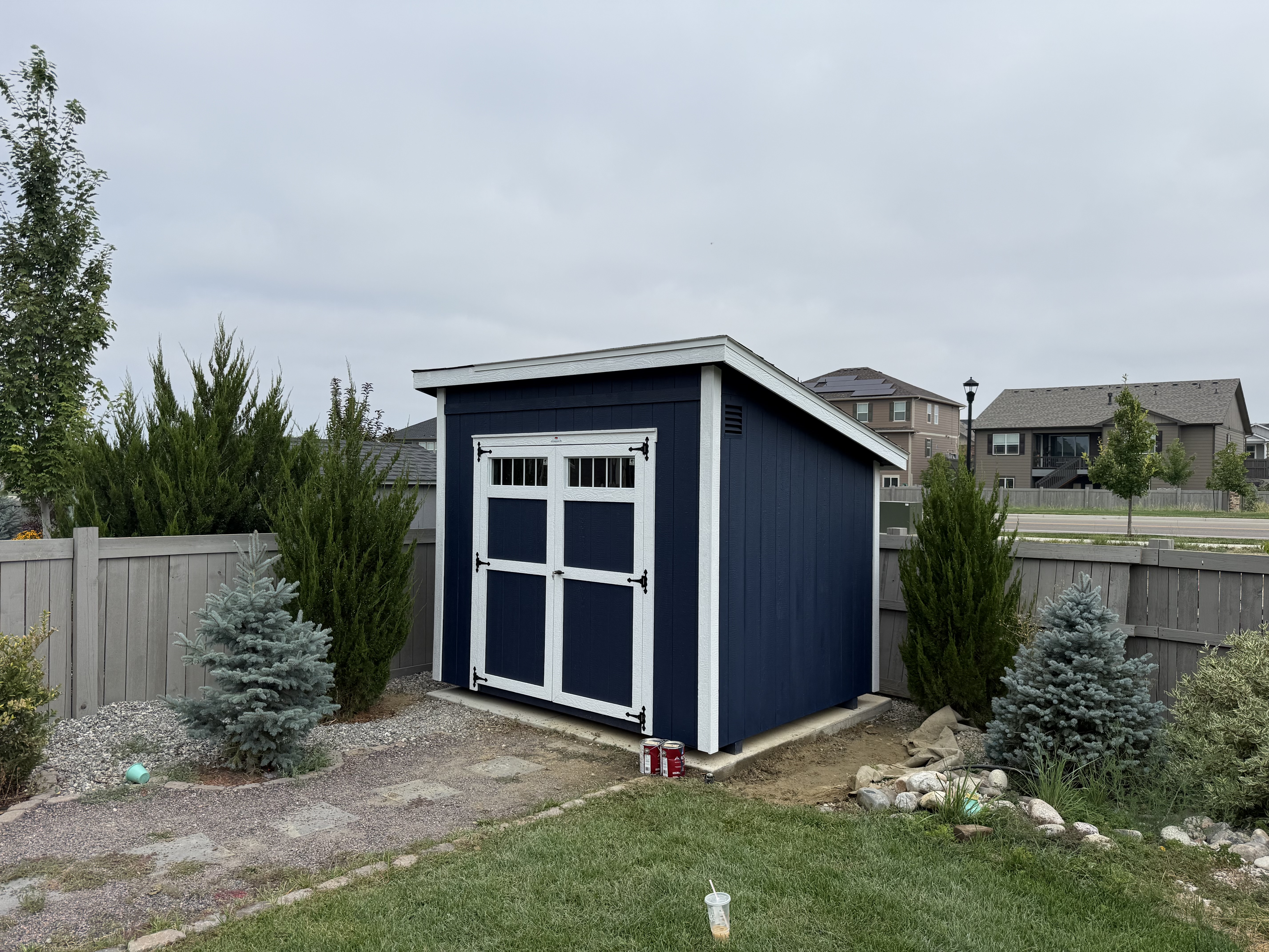 Colorado backyard studio shed used as a workspace