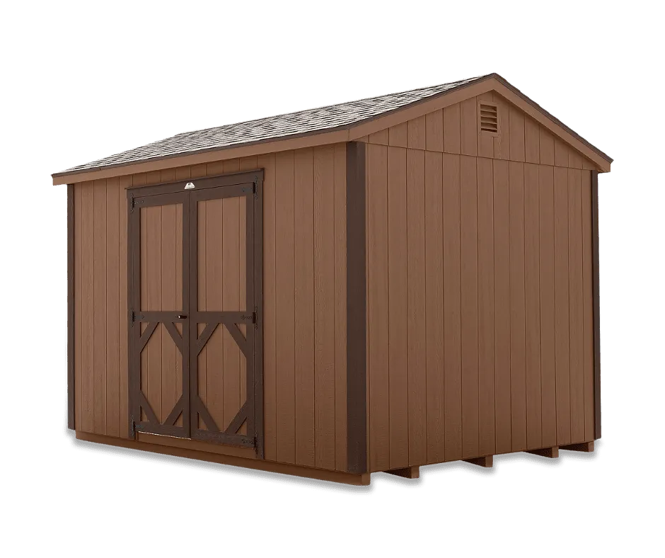 A-Frame Shed exterior angle view with double doors