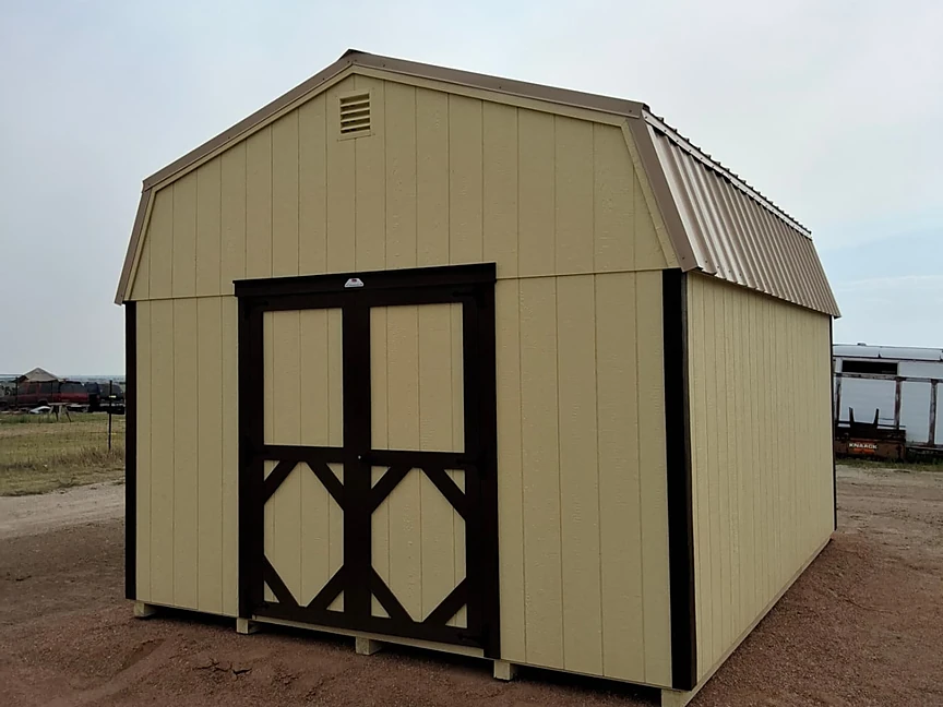 Tan Economy Hi Wall Barn with double doors