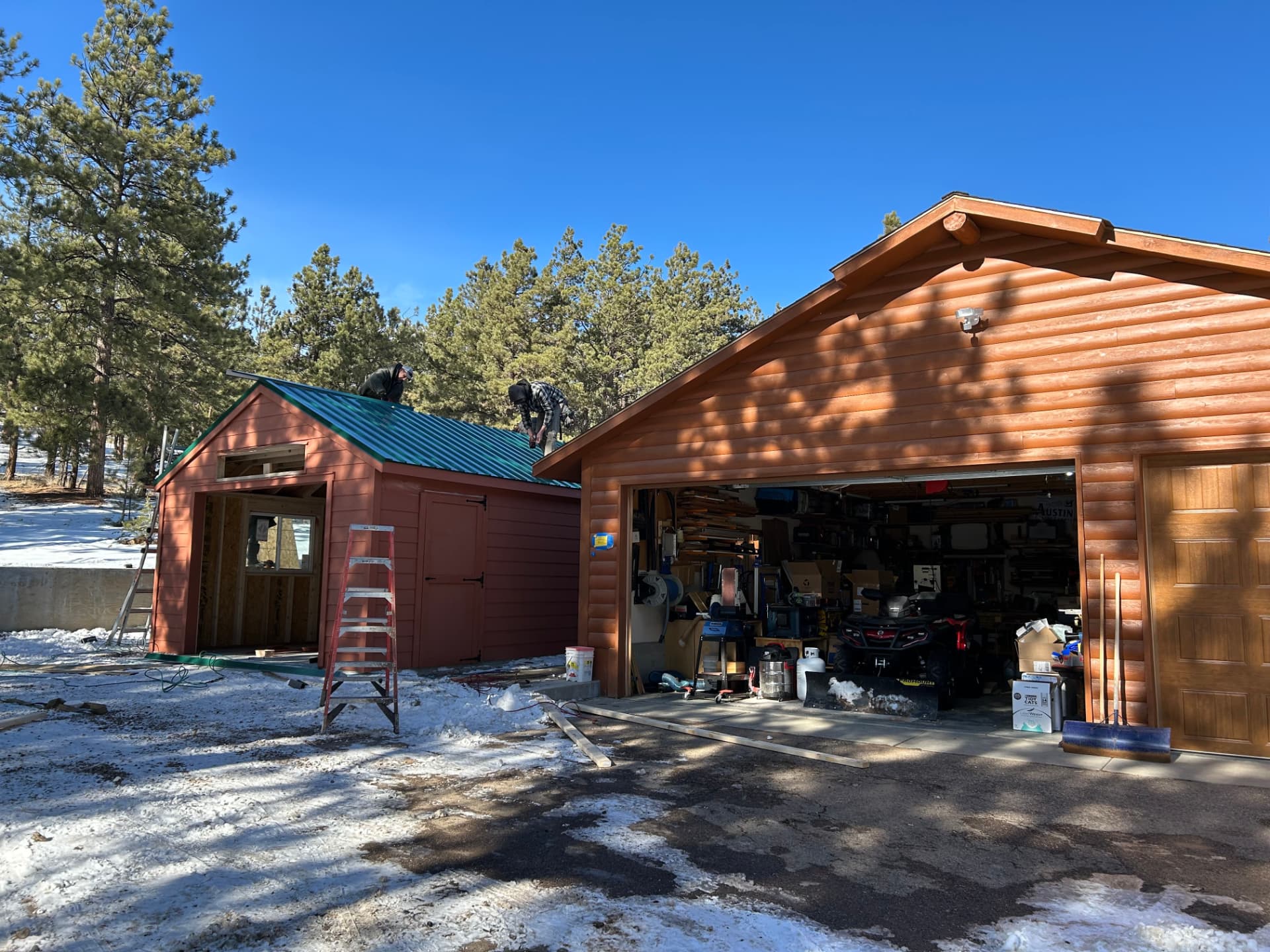 Detached 1-car garage being built on site in Colorado