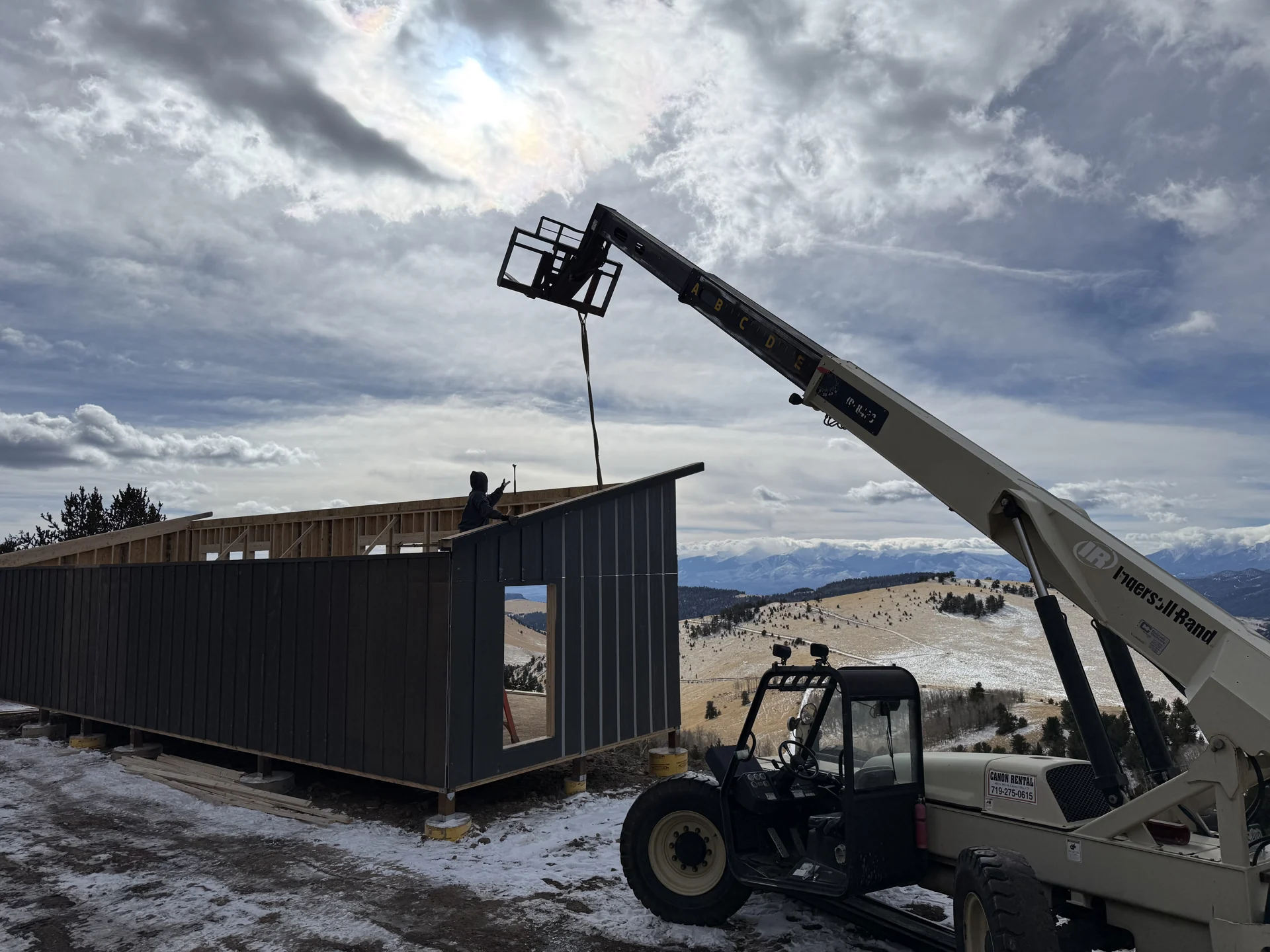 Crane & Roof Set — Sunny Side Home Shell build process