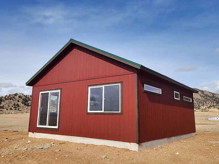 Red Sunny Side home shell with white trim