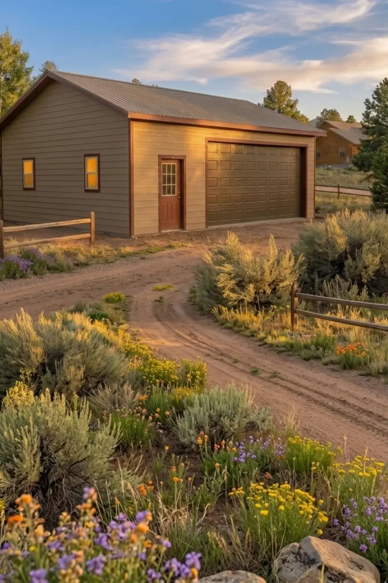 Two car prefab garage delivered in Colorado