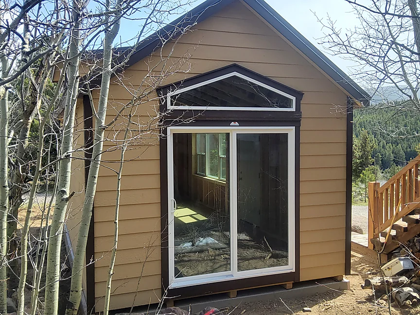 Tan Cabin shell with large picture window