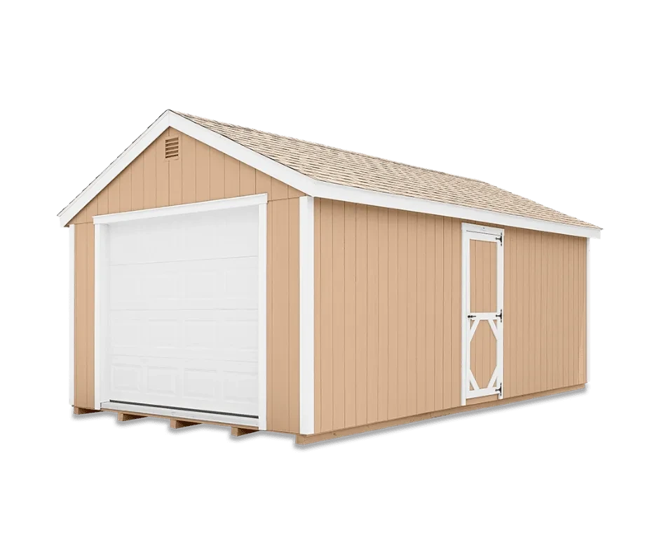1 Car Garage front exterior with garage door
