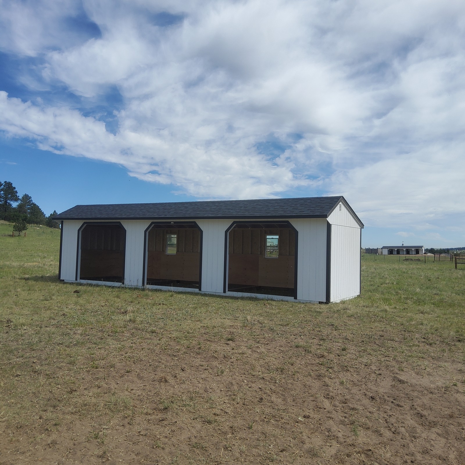 Loafing shed run-in horse shelter delivered to a mountain acreage in Colorado